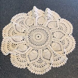 Elegant Vintage Handmade Cream Crochet Doily